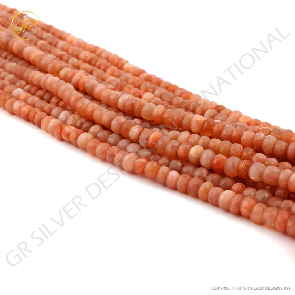 Round Faceted Peach Moonstone 7mm Handmade Beads 11 Strands