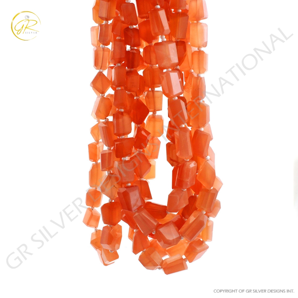 Faceted Peach Moonstone Tumble Gemstone 15 Strands Beads