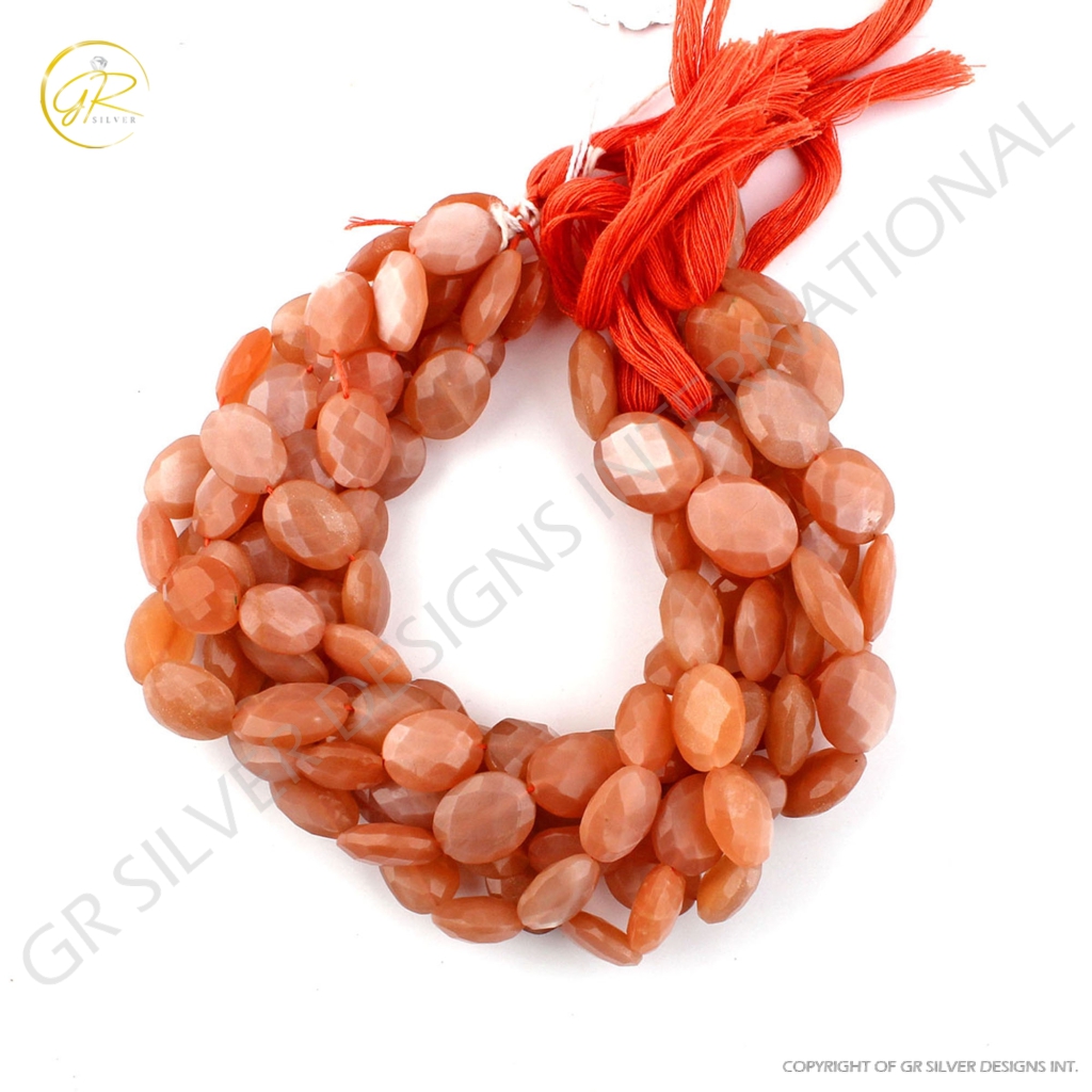 Wholesale Peach Moonstone Gemstone Handmade Strands Beads