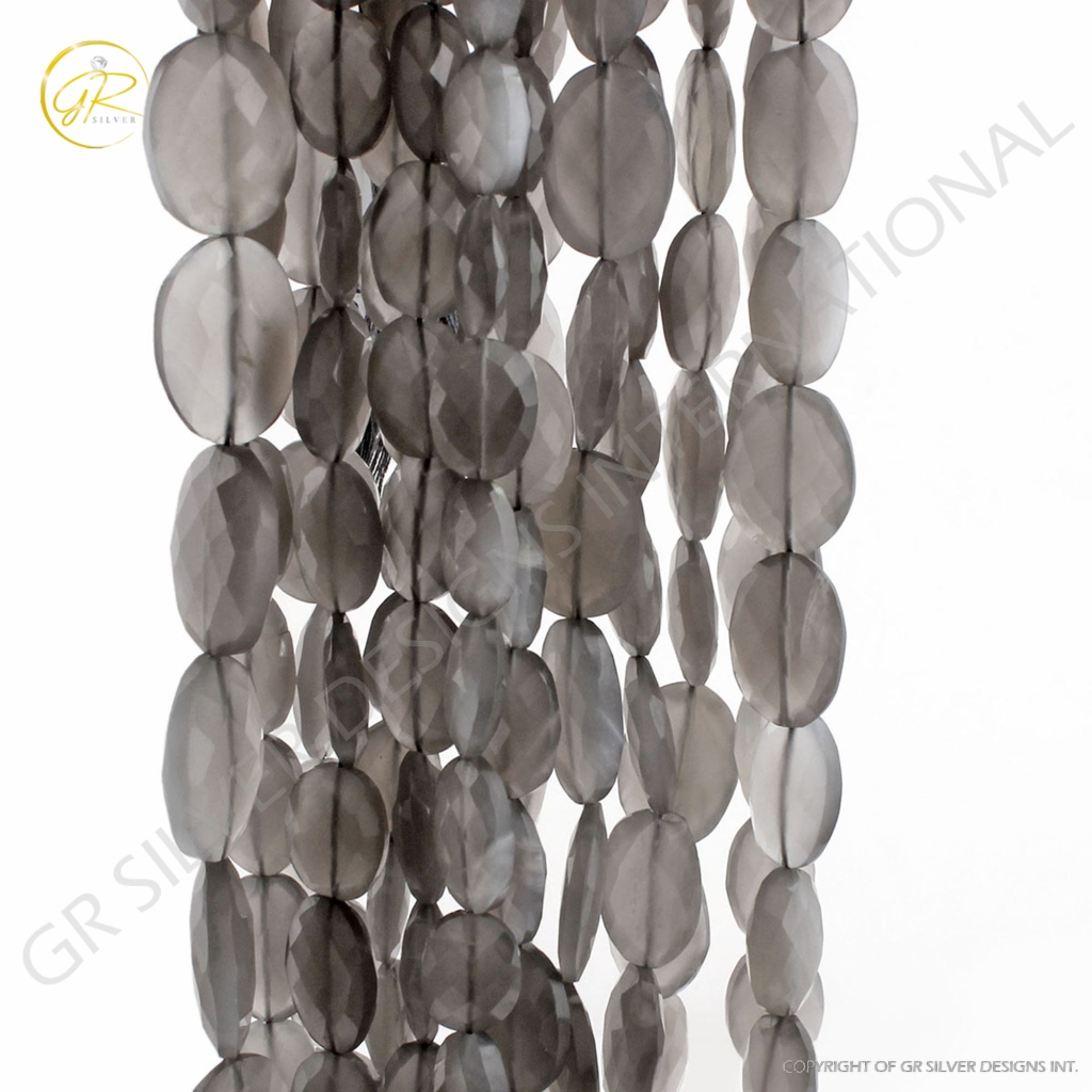 Gray Moonstone Faceted Oval Beads For Jewelry Making