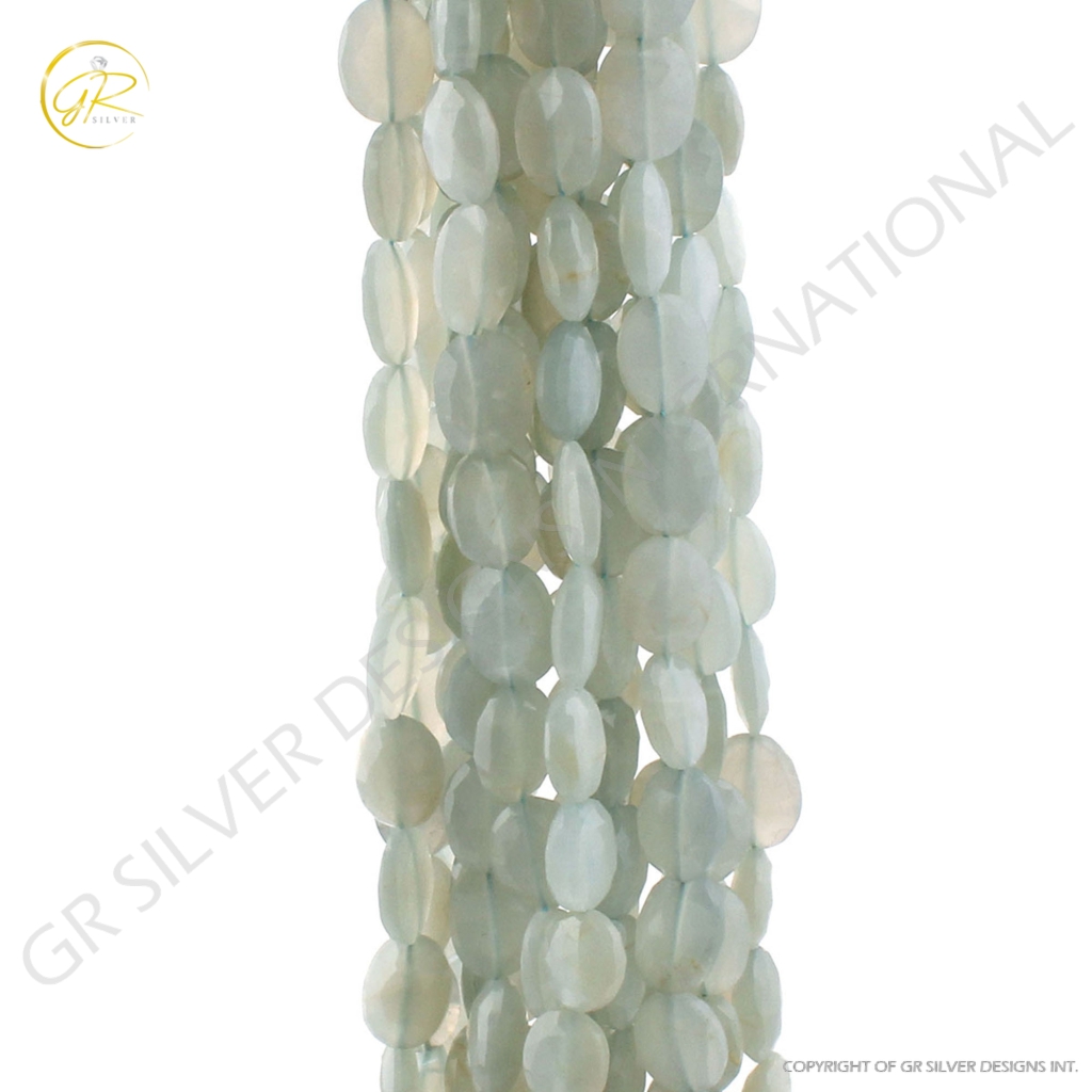 Natural Gray Moonstone Faceted Oval Beads 17 Strands