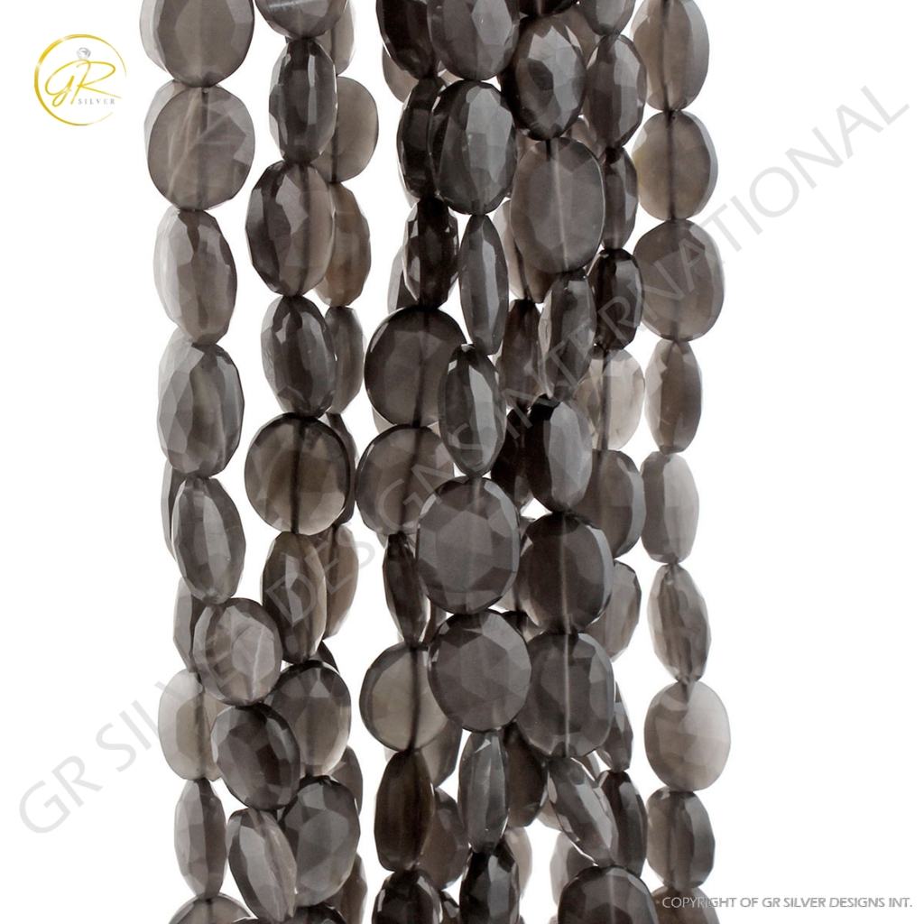 Gray Moonstone Faceted Oval Handmade Gemstone Beads