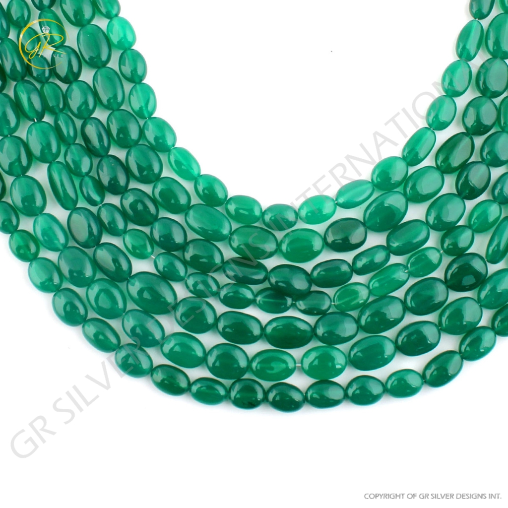 Natural Plain Green Onyx Gemstone Mix Tumble Beads