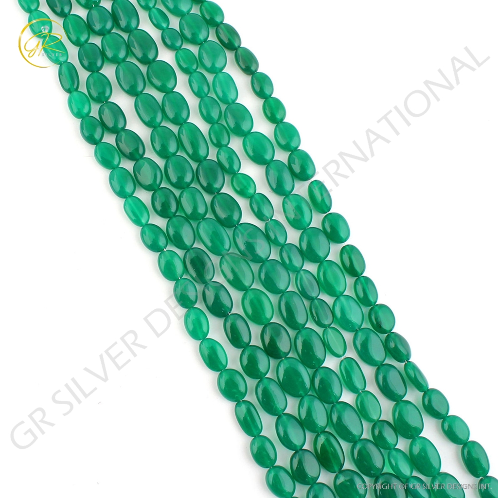 Natural Plain Green Onyx Gemstone Mix Tumble Beads