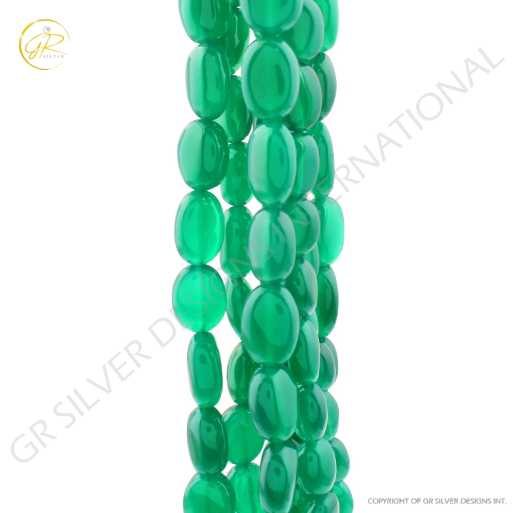 Natural Plain Green Onyx Gemstone Mix Tumble Beads