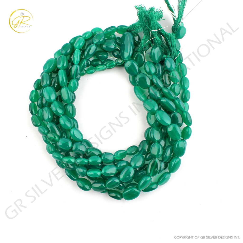 Natural Plain Green Onyx Gemstone Mix Tumble Beads