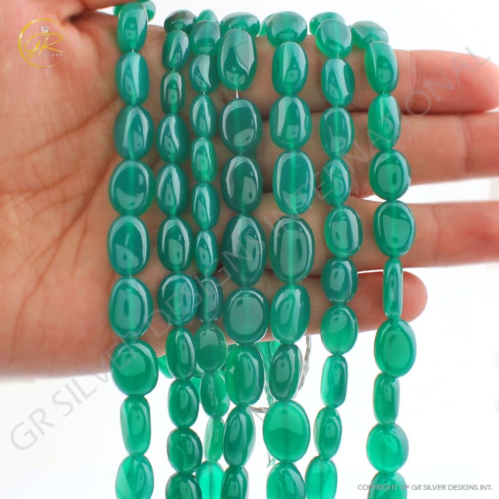 Natural Plain Green Onyx Gemstone Mix Tumble Beads