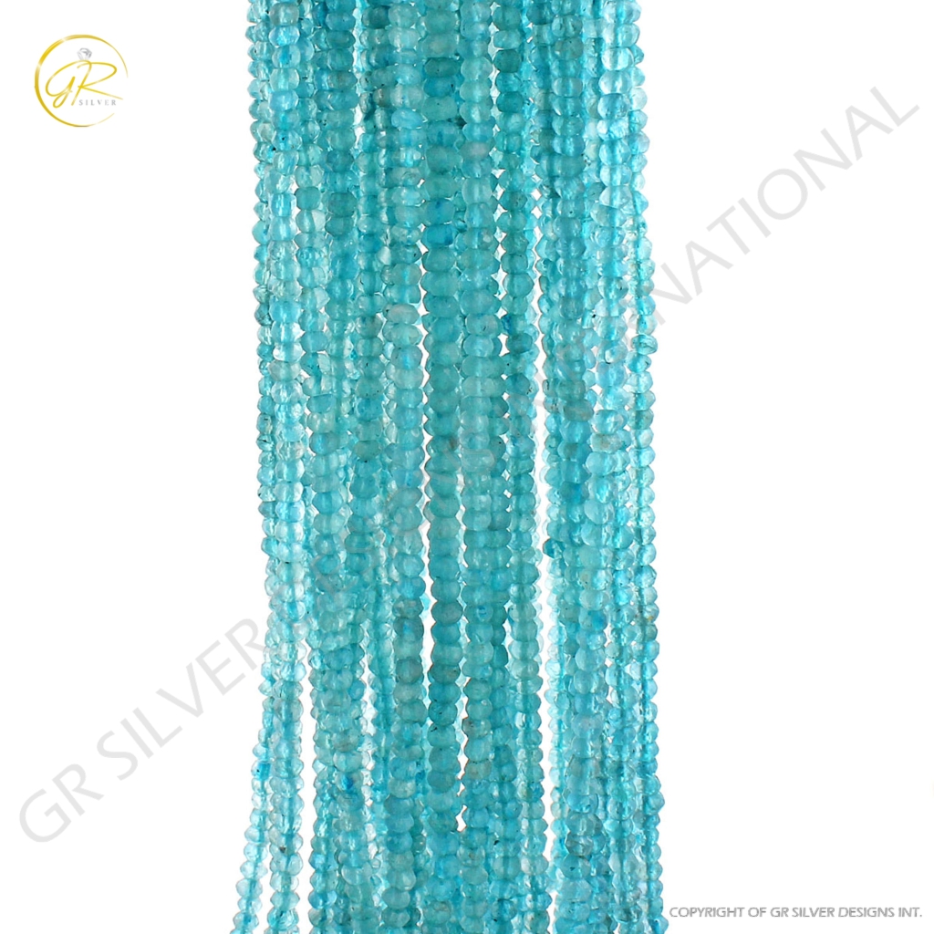 Natural Sky Apatite Faceted Round Gemstone Beads For Jewelry