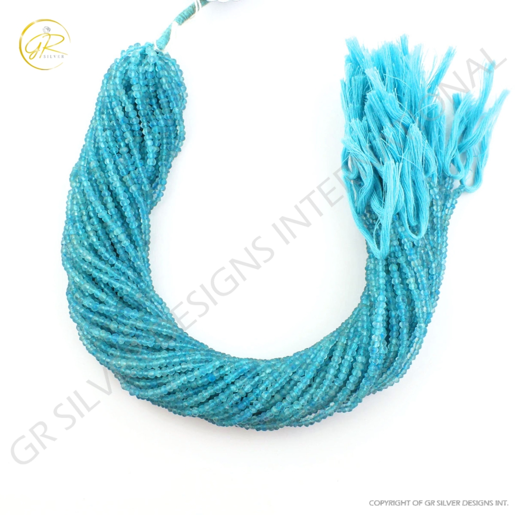 Natural Sky Apatite Faceted Round Gemstone Beads For Jewelry