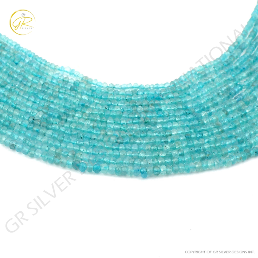 Natural Sky Apatite Faceted Round Gemstone Beads For Jewelry