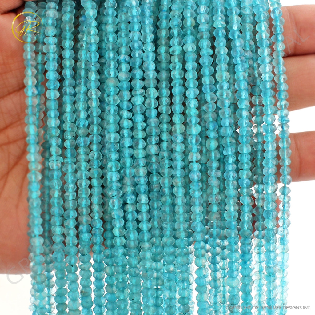 Natural Sky Apatite Faceted Round Gemstone Beads For Jewelry