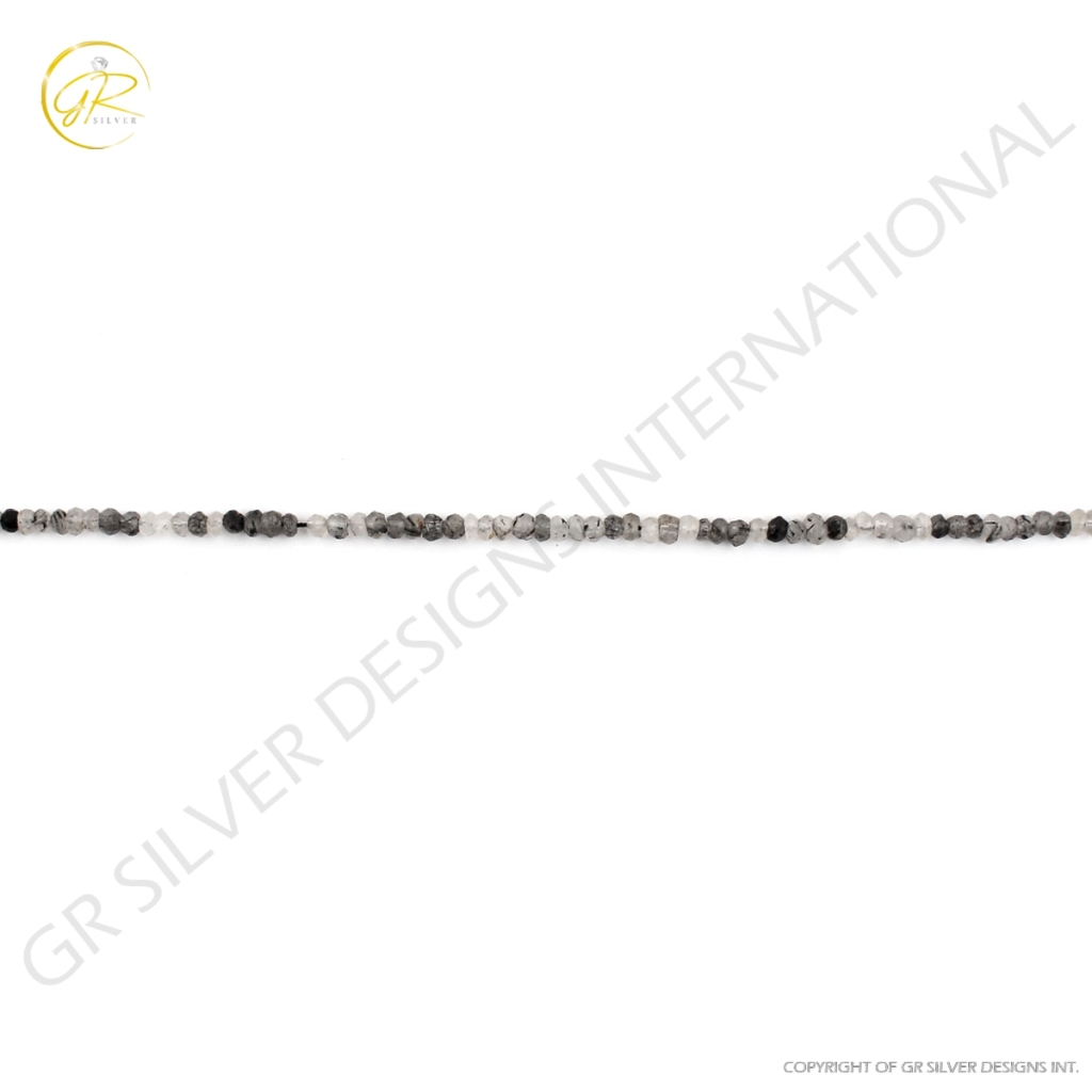 Black Rutile Quartz 4mm Round Faceted Beads For Jewelry Making