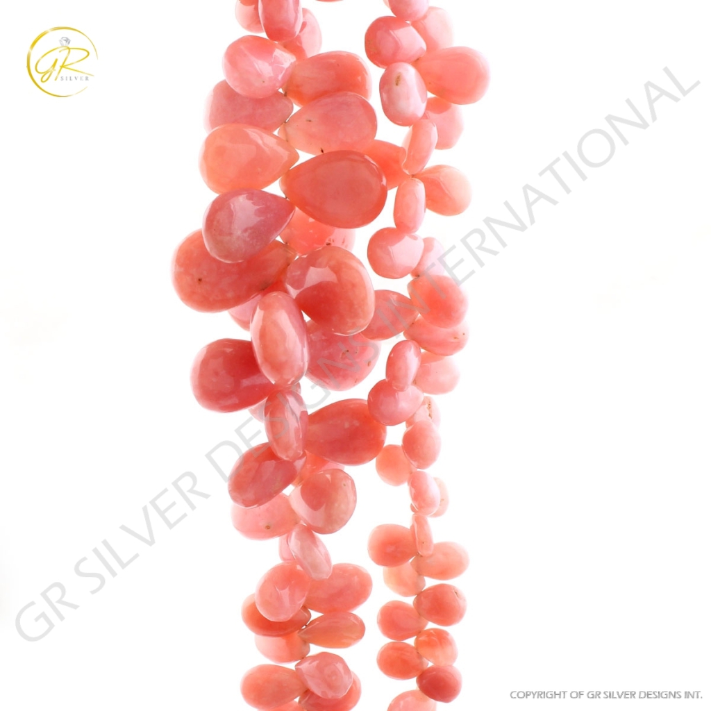 Pink Opal Mix Size Pear Shape Gemstone Beads 2 Strands