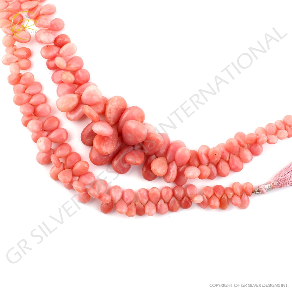 Pink Opal Mix Size Pear Shape Gemstone Beads 2 Strands