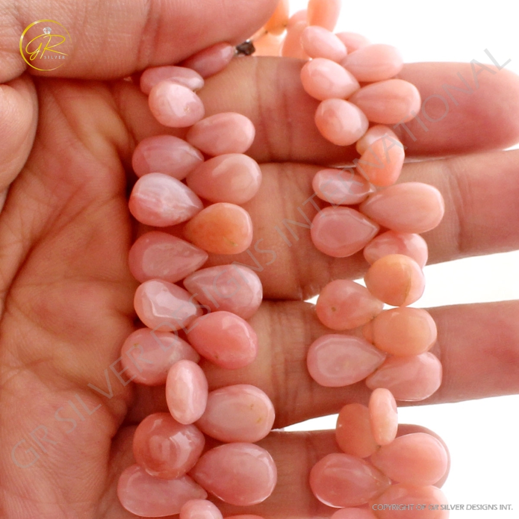 Pink Opal Mix Size Pear Shape Gemstone Beads 2 Strands