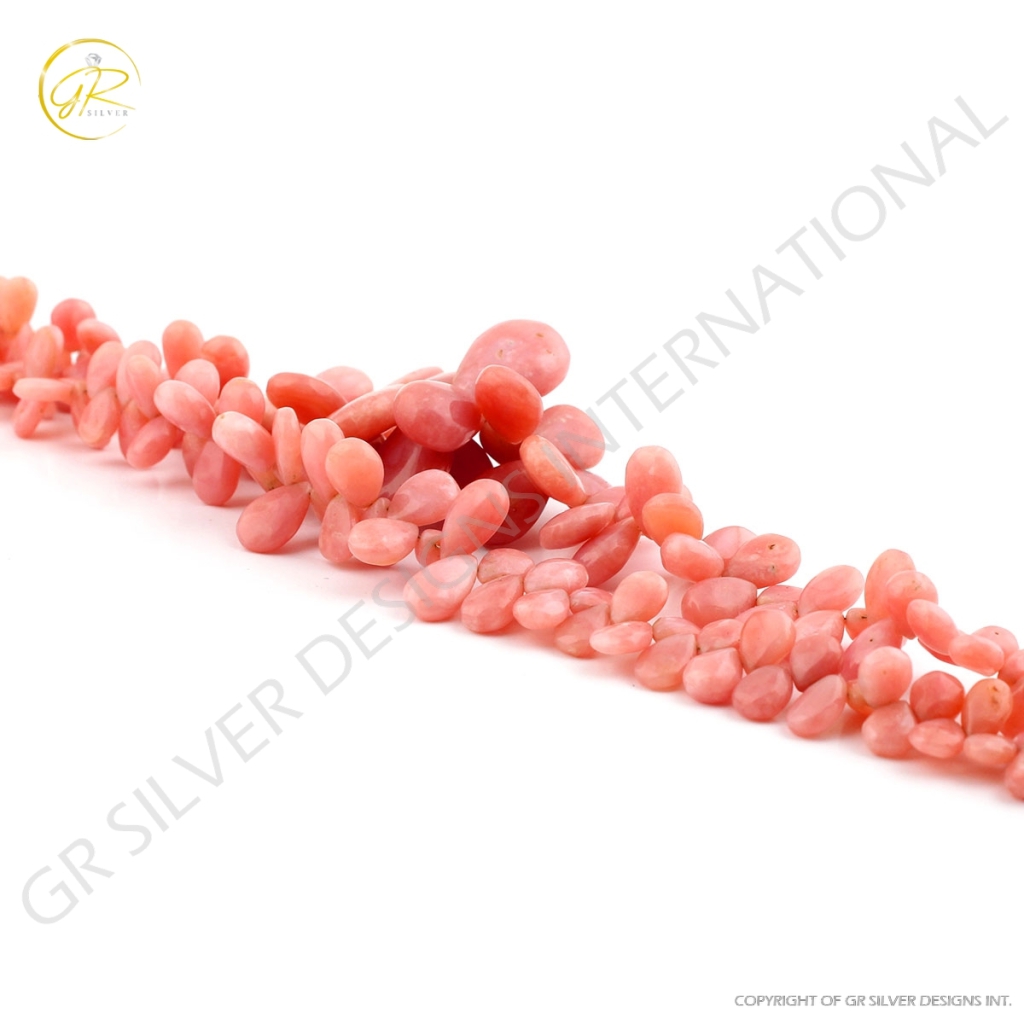 Pink Opal Mix Size Pear Shape Gemstone Beads 2 Strands