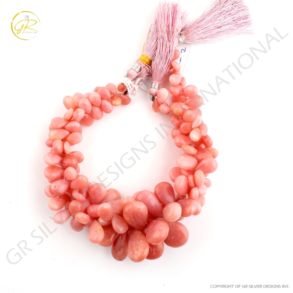 Pink Opal Mix Size Pear Shape Gemstone Beads 2 Strands