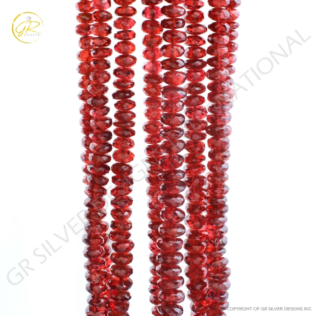 Wholesale Natural Garnet Round Faceted Beads Gemstone Strands