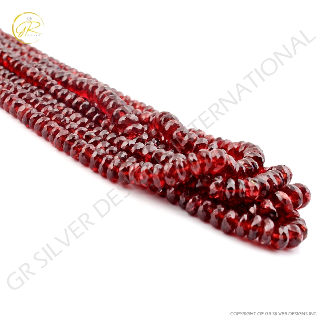 Wholesale Natural Garnet Round Faceted Beads Gemstone Strands