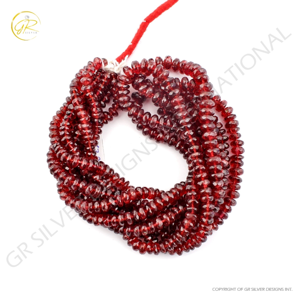 Wholesale Natural Garnet Round Faceted Beads Gemstone Strands