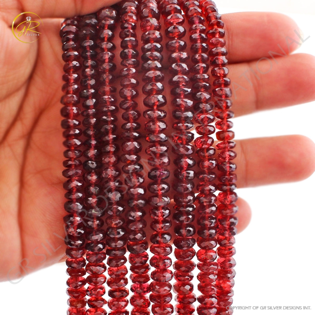 Wholesale Natural Garnet Round Faceted Beads Gemstone Strands