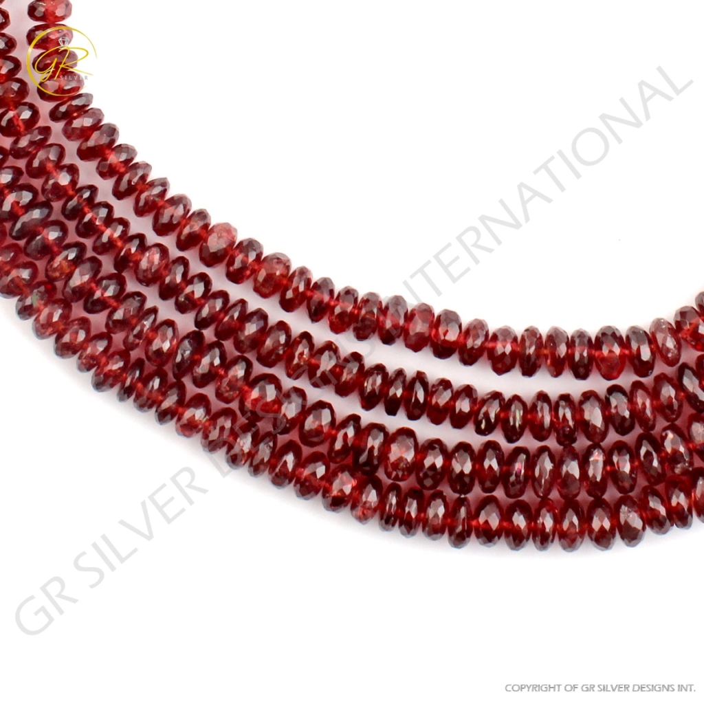 Wholesale Natural Garnet Round Faceted Beads Gemstone Strands