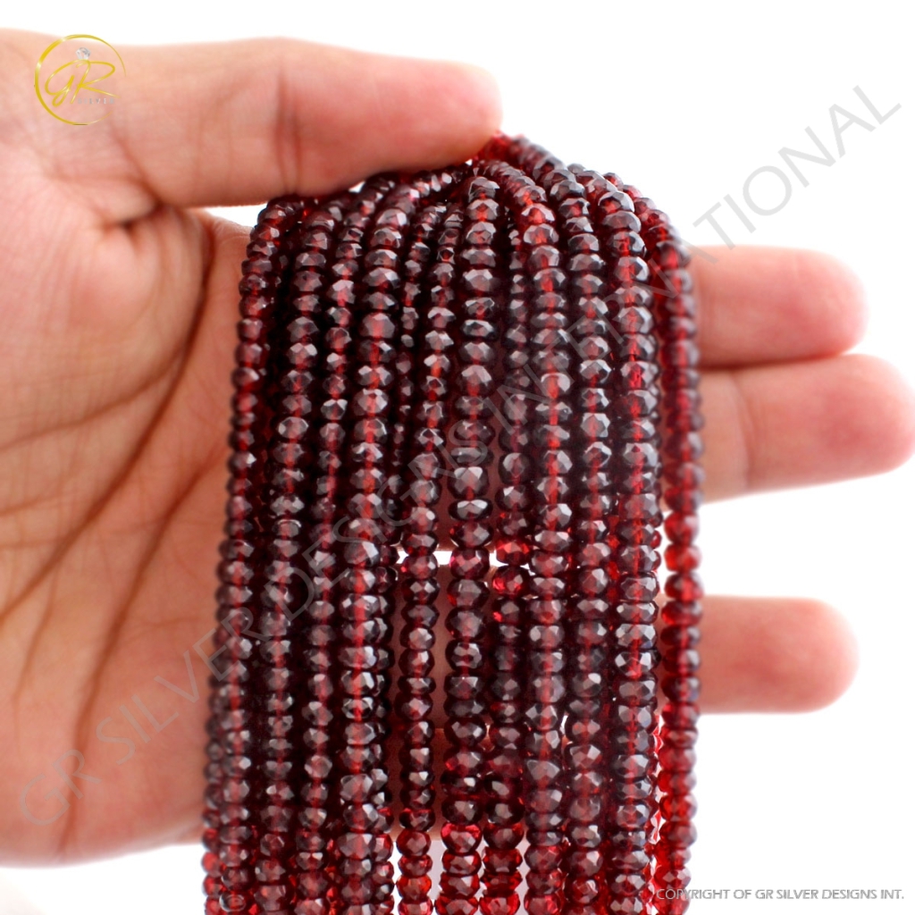 Round Garnet Faceted Beads Strands For Jewelry Making