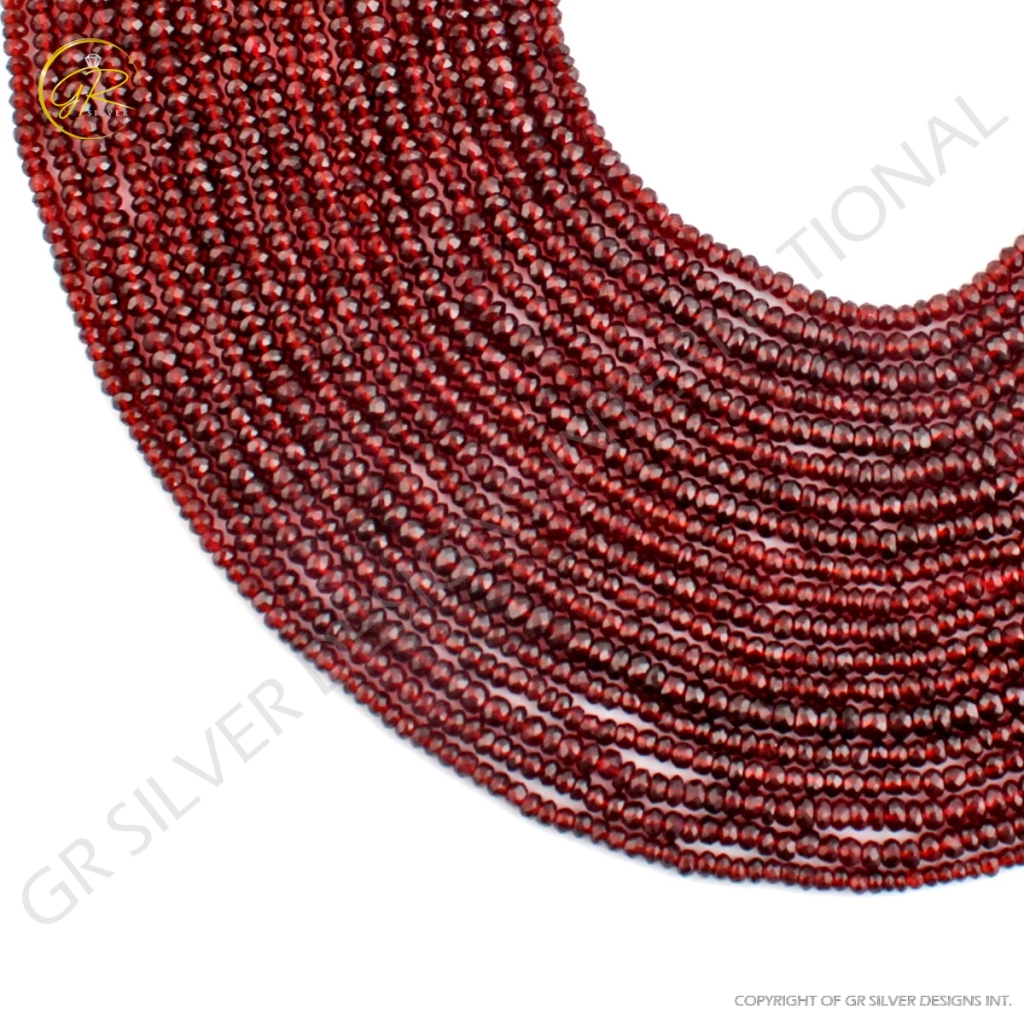 Round Garnet Faceted Beads Strands For Jewelry Making