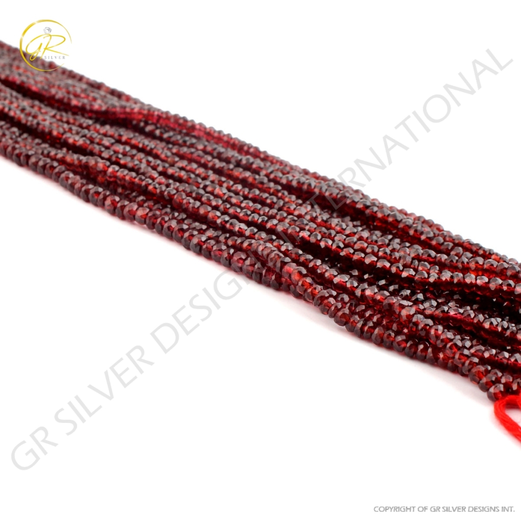 Round Garnet Faceted Beads Strands For Jewelry Making