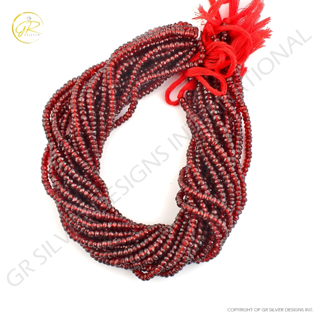 Round Garnet Faceted Beads Strands For Jewelry Making