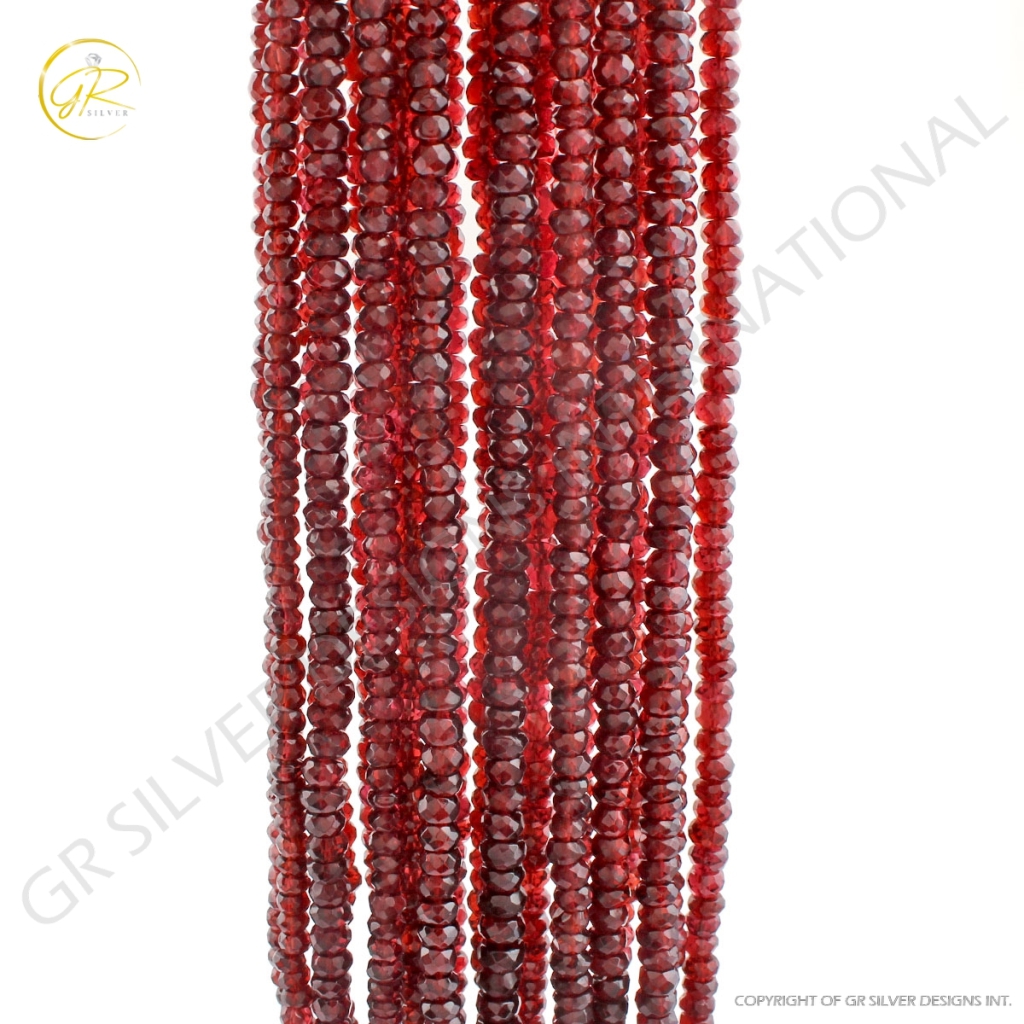 Round Garnet Faceted Beads Strands For Jewelry Making