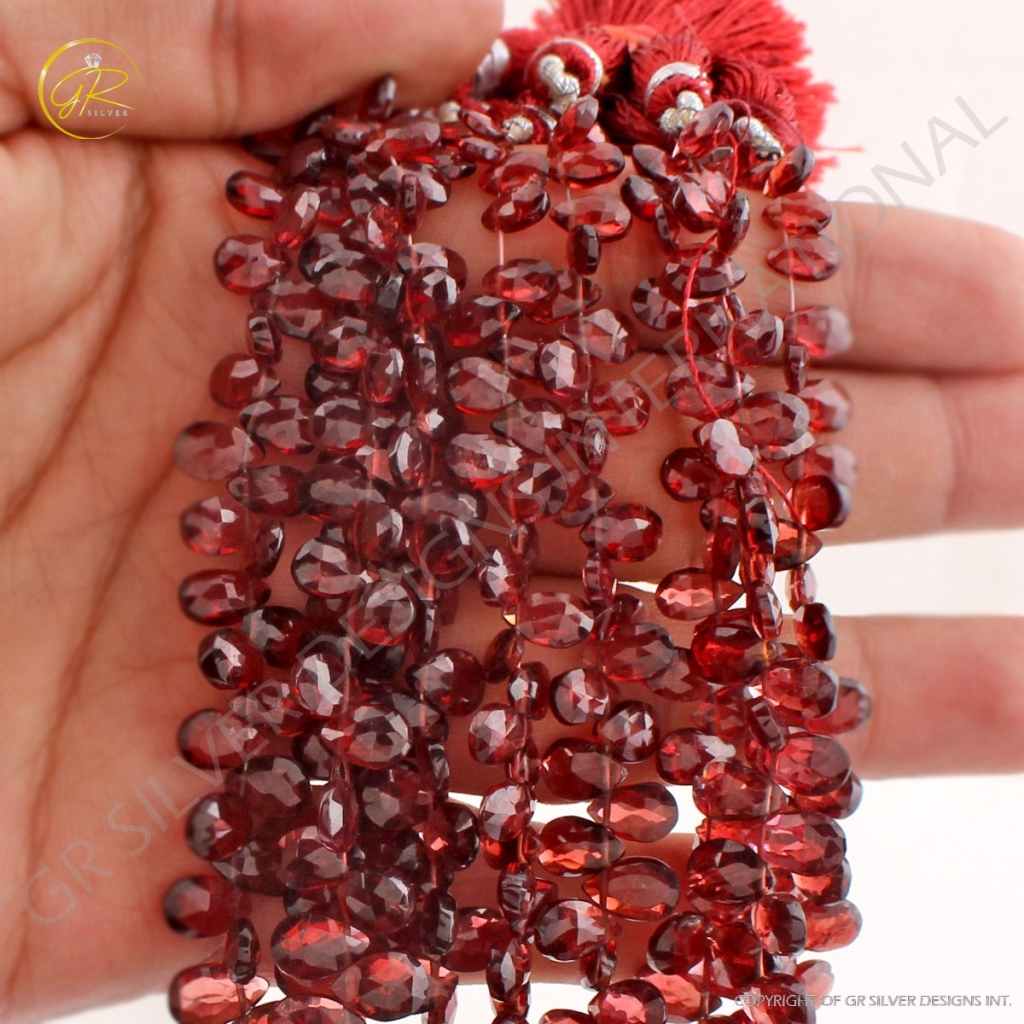 Pear Faceted Garnet Handmade 9 Strands Gemstone Beads