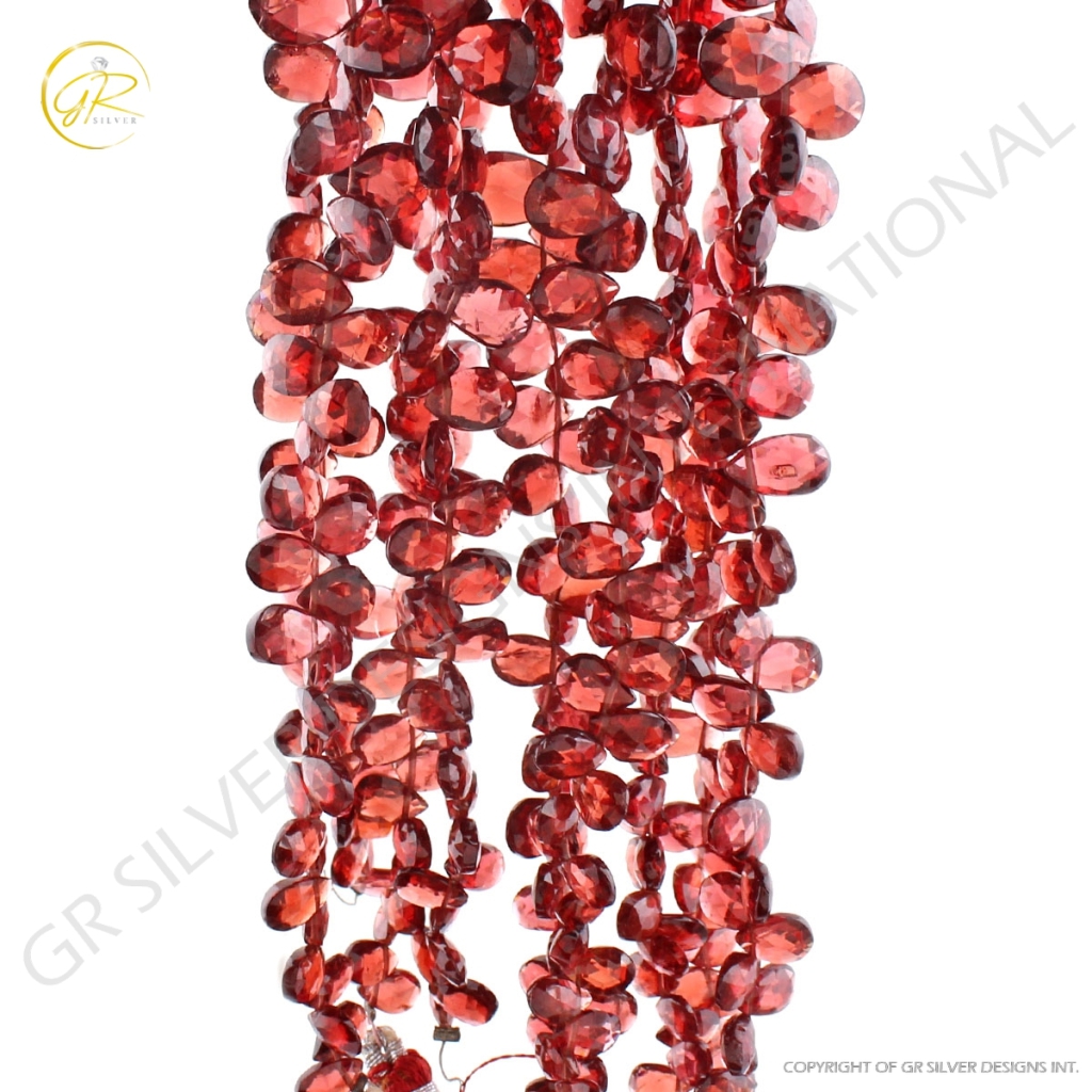 Pear Faceted Garnet Handmade 9 Strands Gemstone Beads