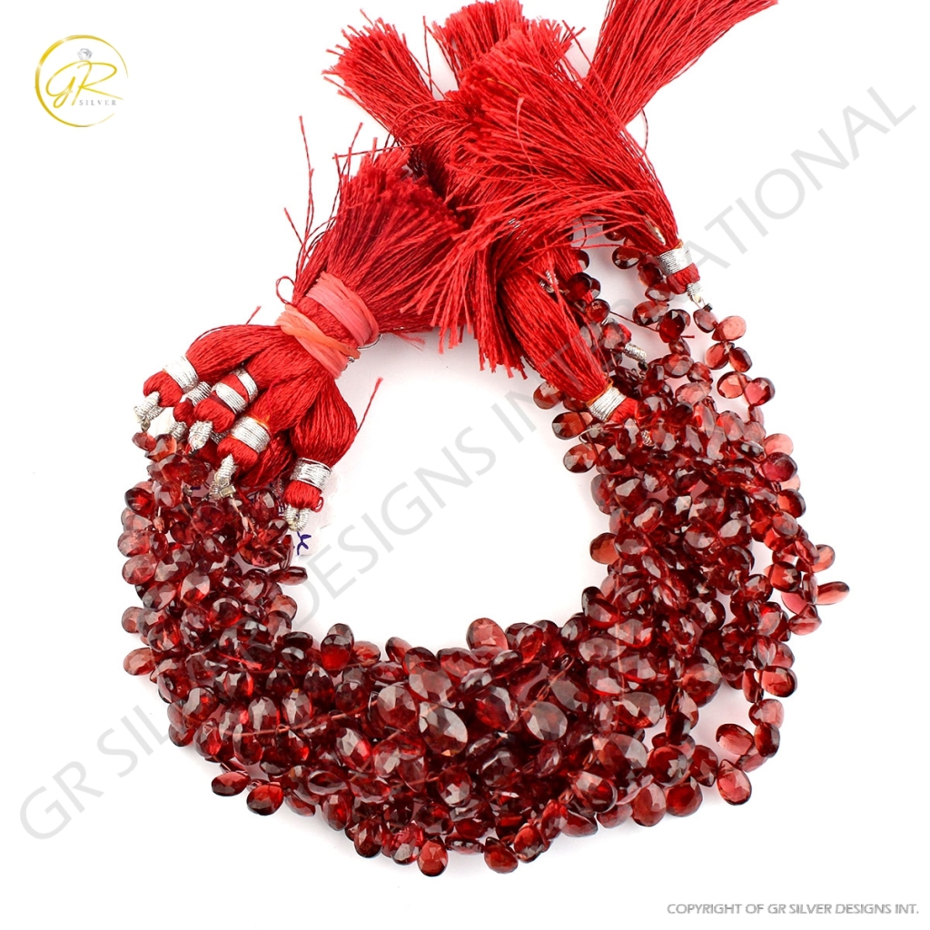 Pear Faceted Garnet Handmade 9 Strands Gemstone Beads