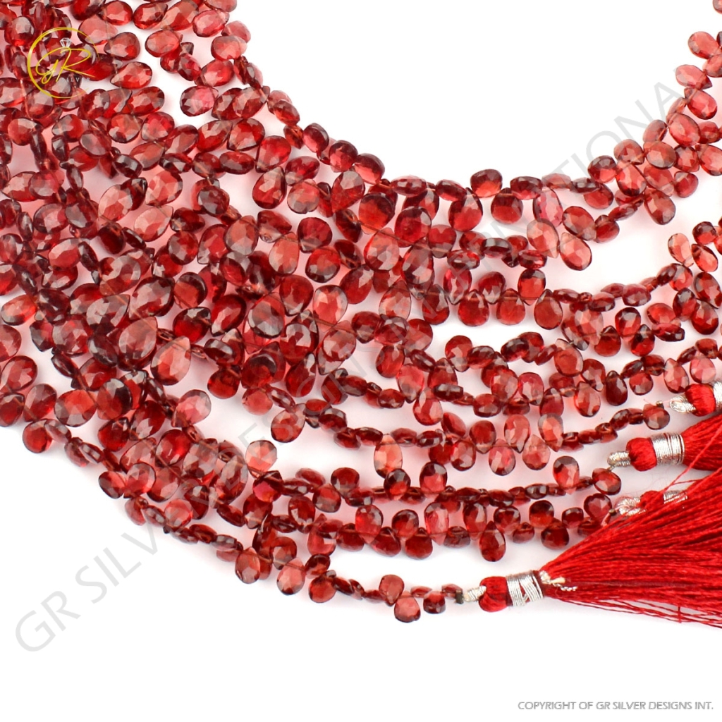 Pear Faceted Garnet Handmade 9 Strands Gemstone Beads