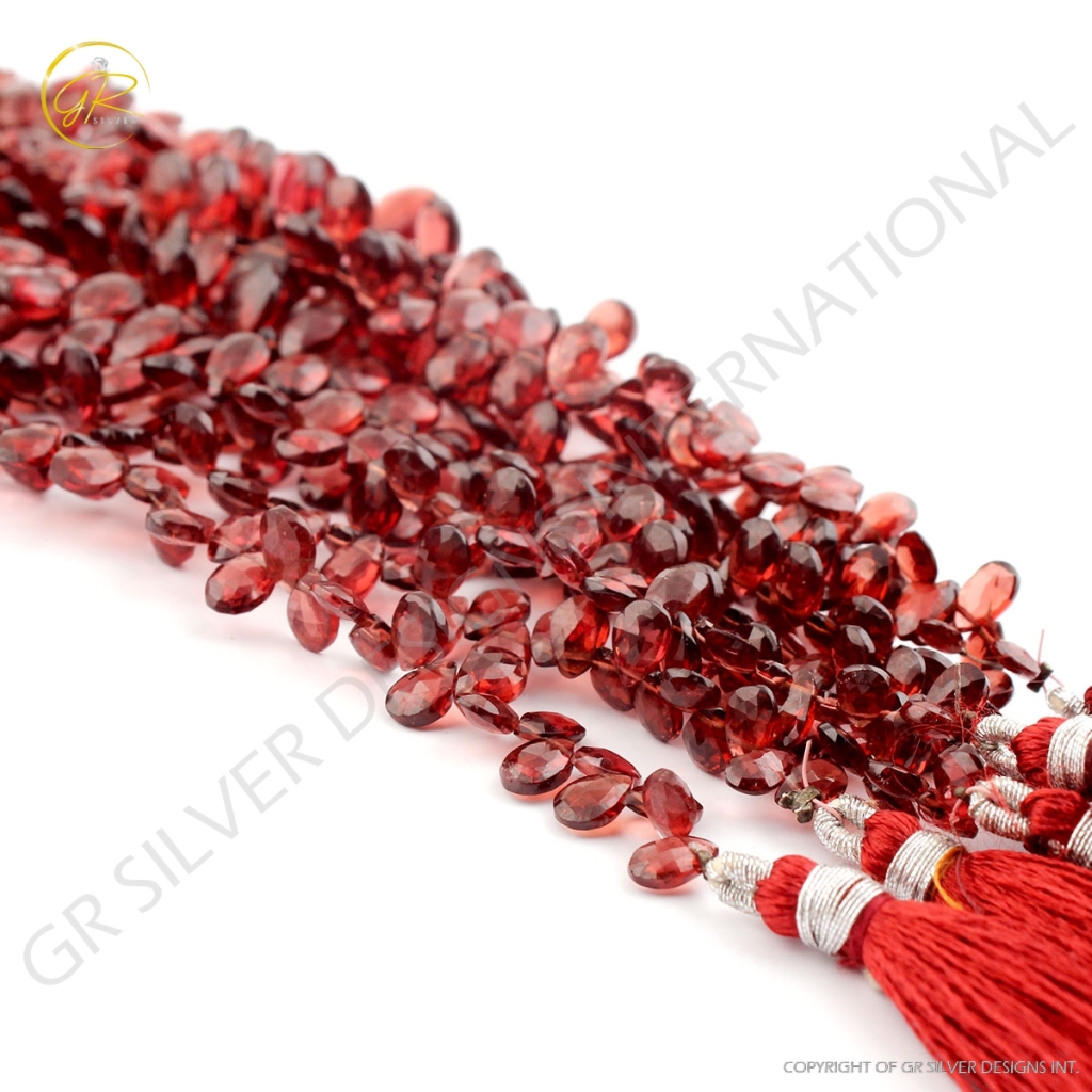 Pear Faceted Garnet Handmade 9 Strands Gemstone Beads