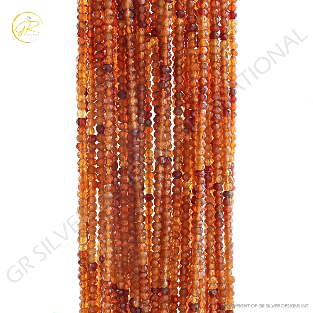 Hessonite Garnet Faceted Round Gemstone Beads For Jewelry