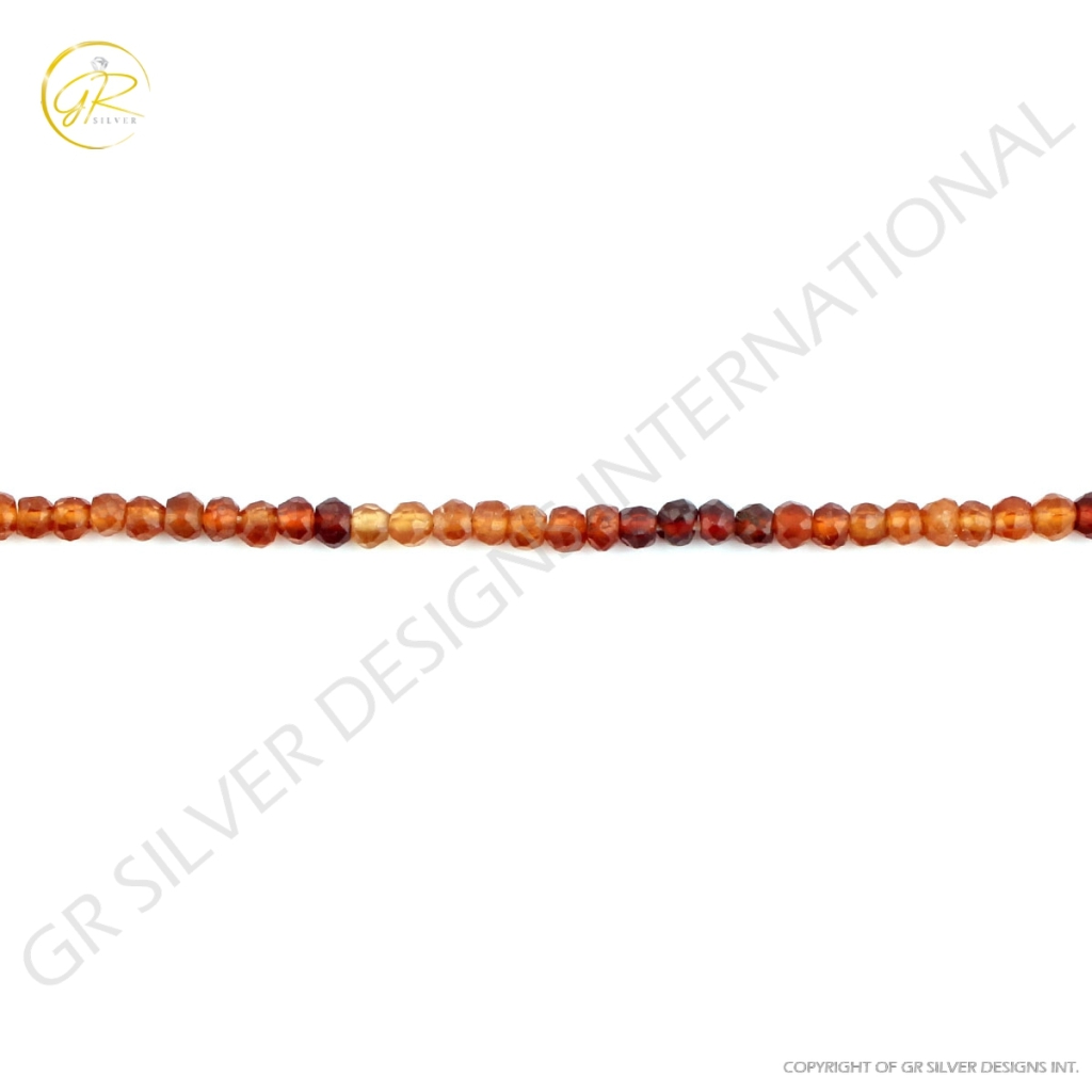 Hessonite Garnet Faceted Round Gemstone Beads For Jewelry