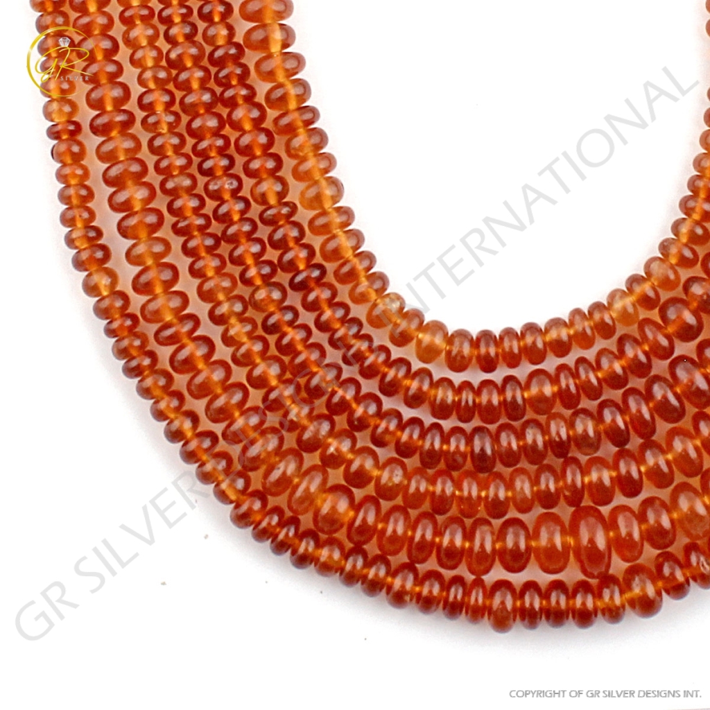 Hessonite Garnet Plain Round Gemstone Beads 5 Strands 17"