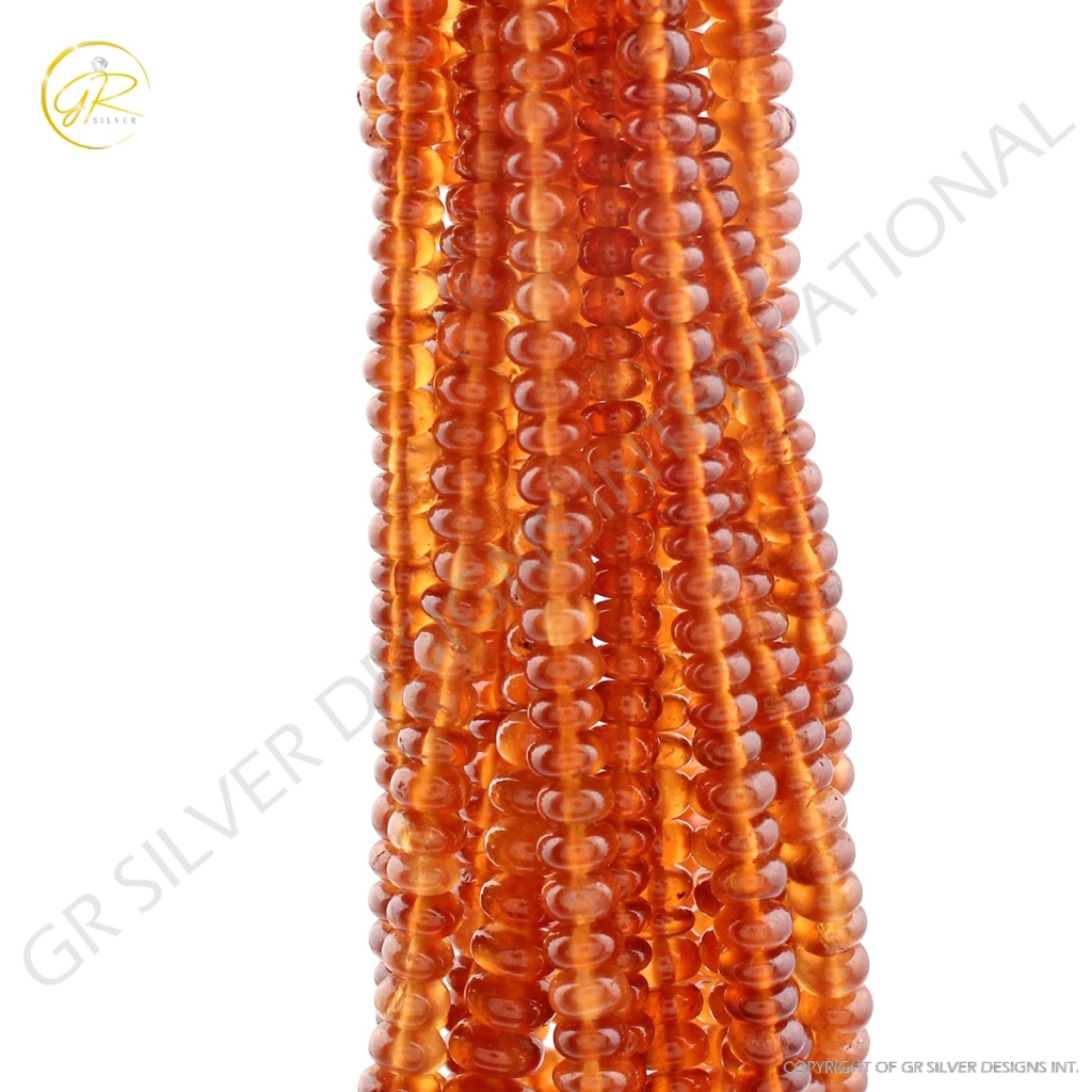 Hessonite Garnet Plain Round Gemstone Beads 5 Strands 17"