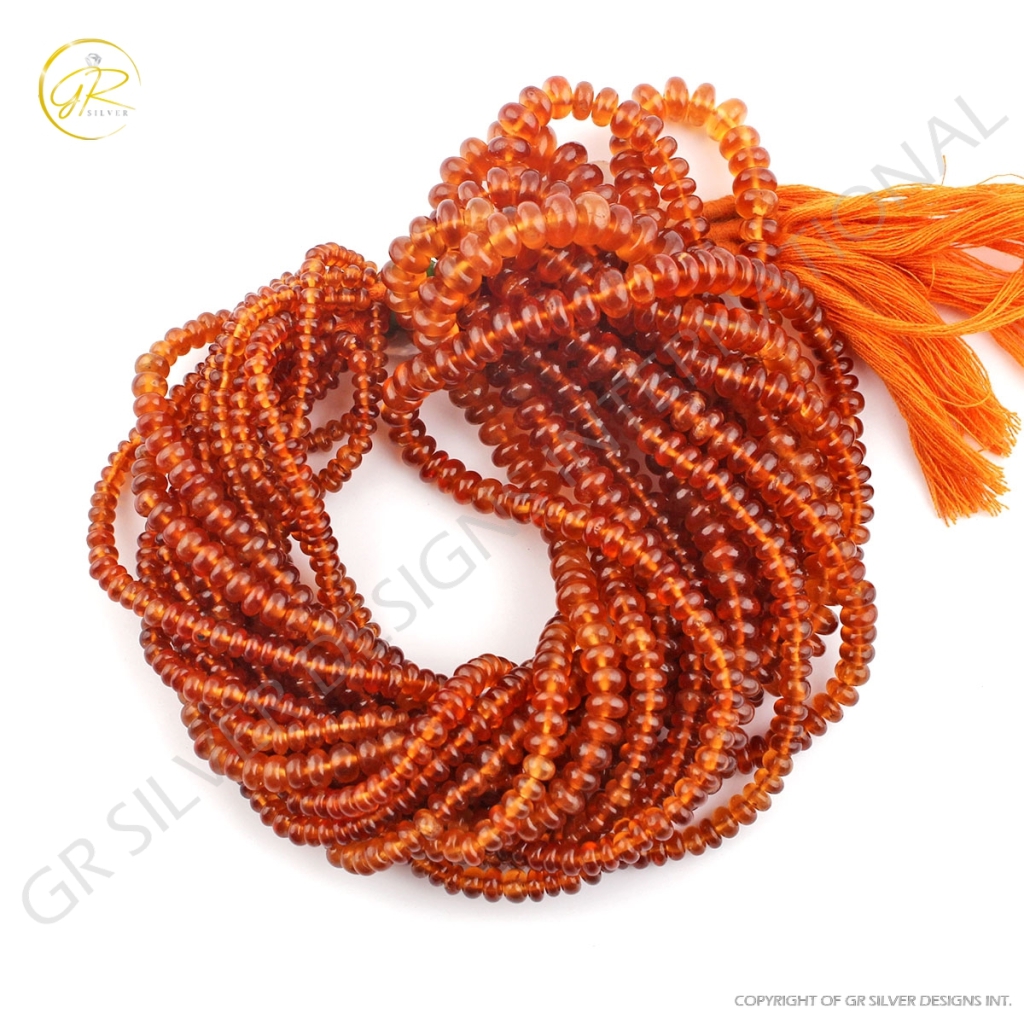 Hessonite Garnet Plain Round Gemstone Beads 5 Strands 17"