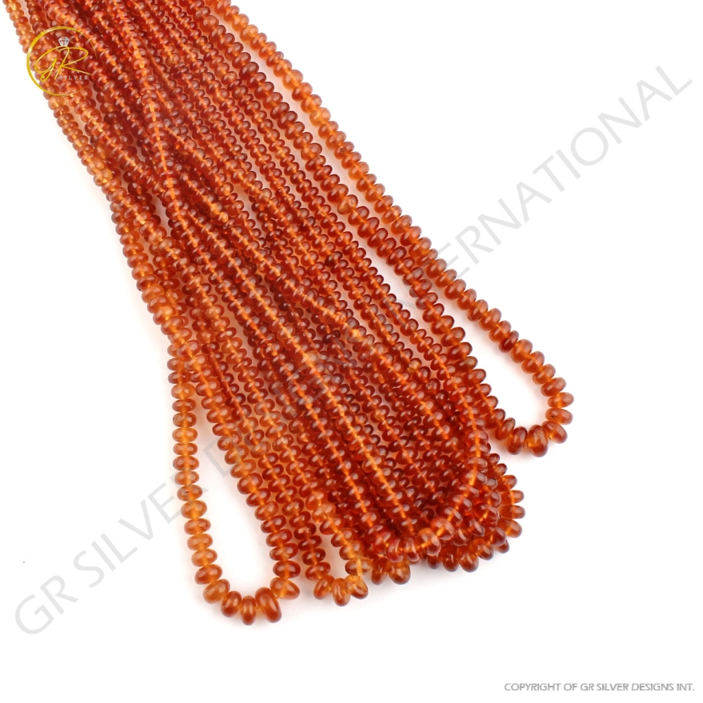 Hessonite Garnet Plain Round Gemstone Beads 5 Strands 17"