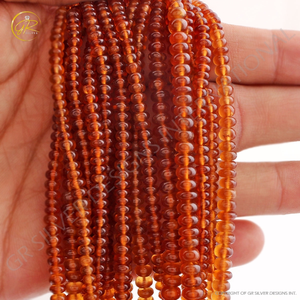 Hessonite Garnet Plain Round Gemstone Beads 5 Strands 17"