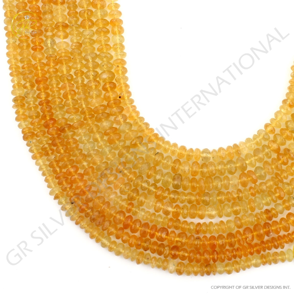 Top Quality Yellow Aquamarine Round Faceted Beads 9 Strands