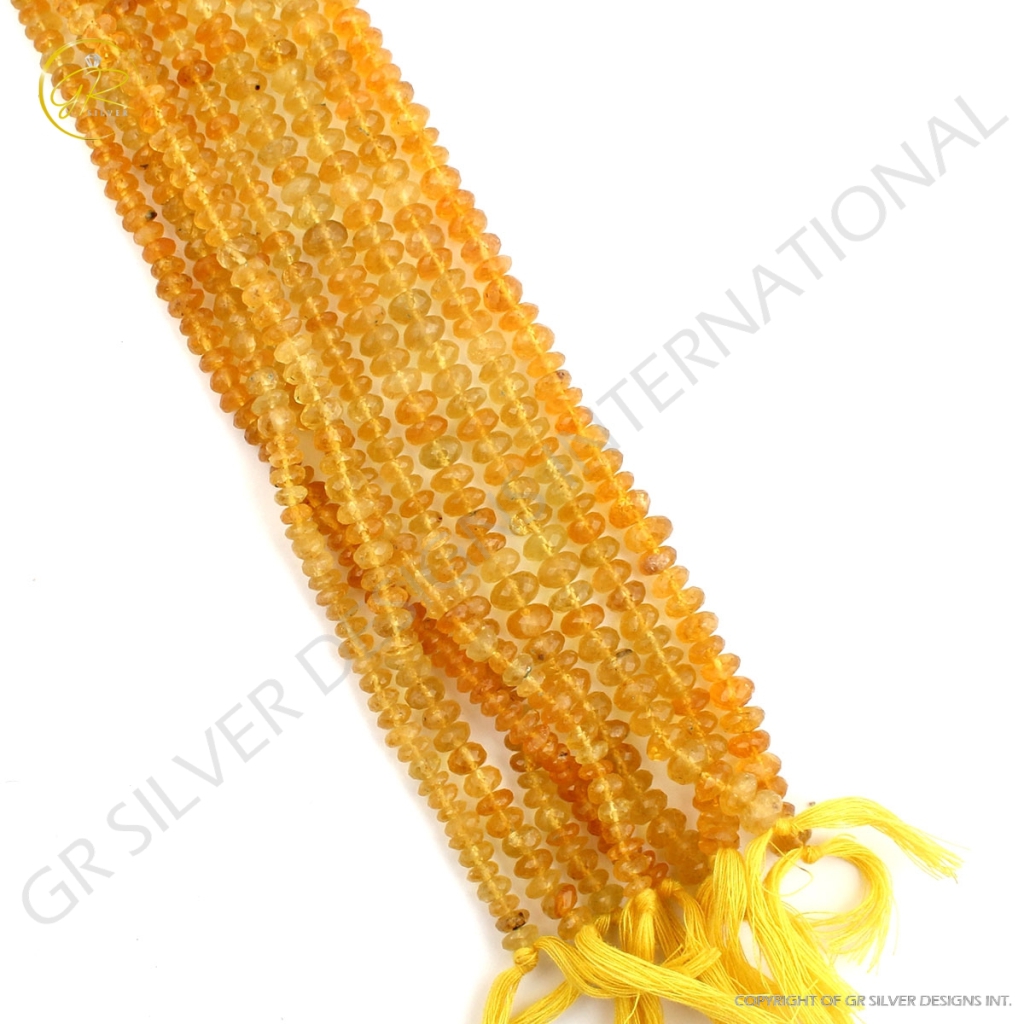 Top Quality Yellow Aquamarine Round Faceted Beads 9 Strands