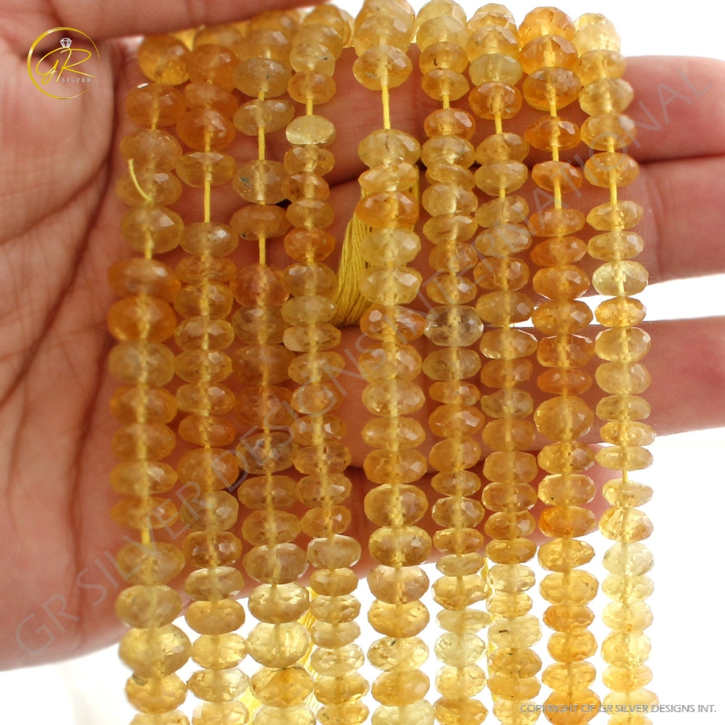 Top Quality Yellow Aquamarine Round Faceted Beads 9 Strands