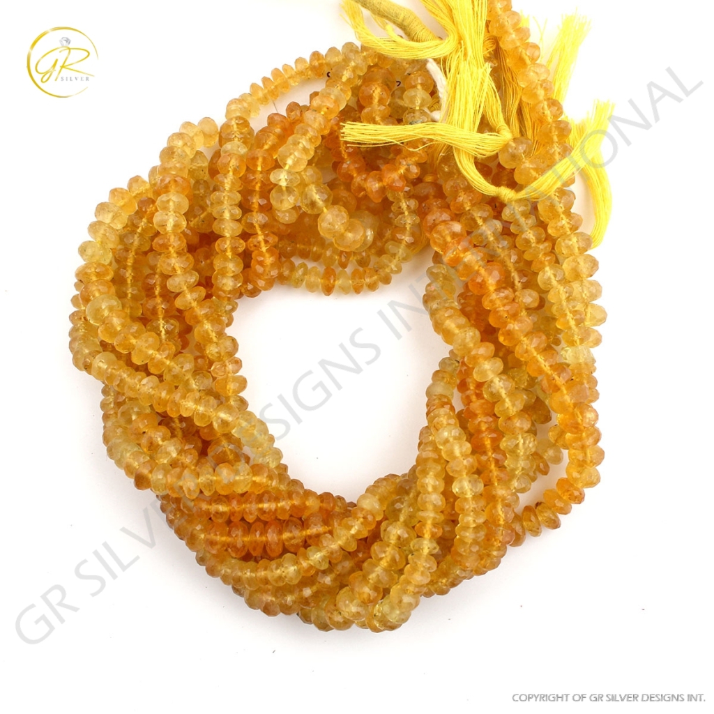 Top Quality Yellow Aquamarine Round Faceted Beads 9 Strands