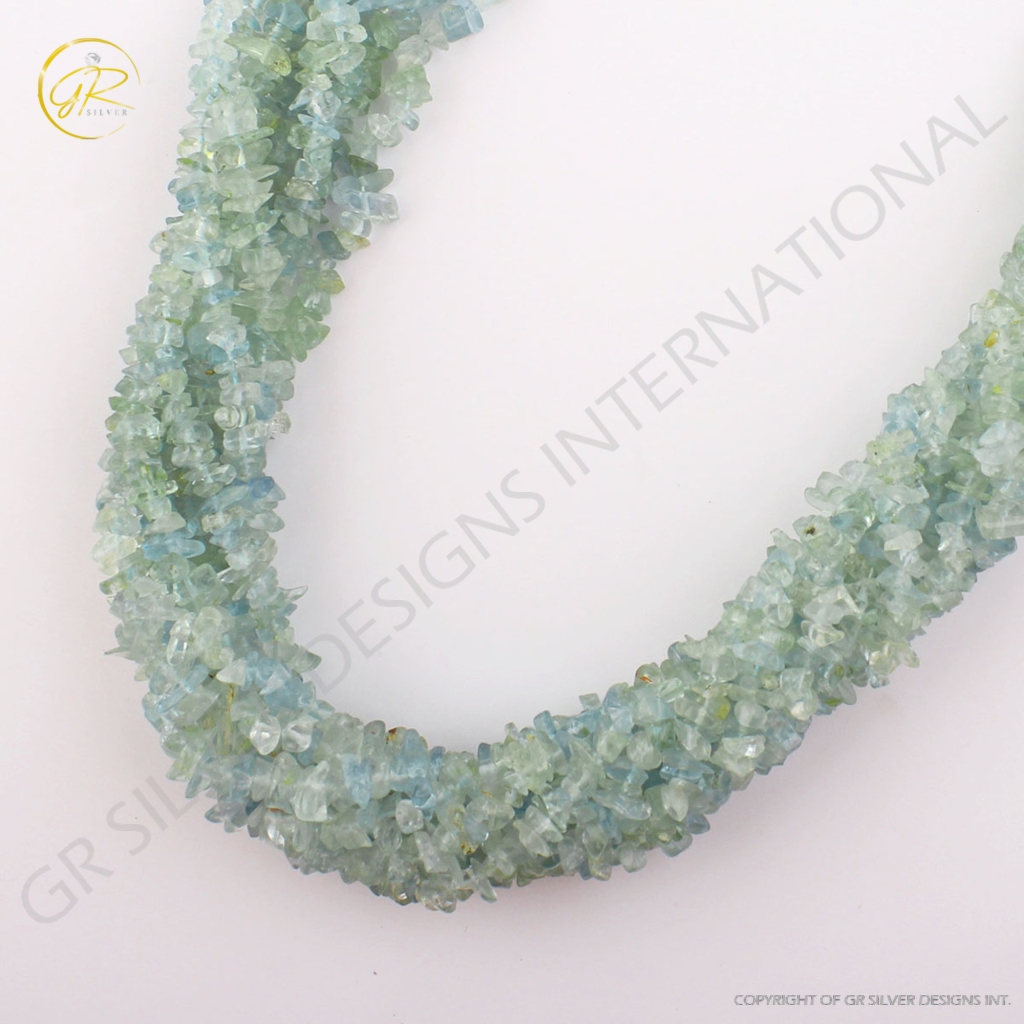 Natural Aquamarine Mix Size Uncut Gemstone 9 Strands Beads 16"