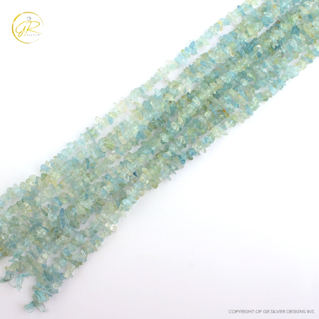 Natural Aquamarine Mix Size Uncut Gemstone 9 Strands Beads 16"