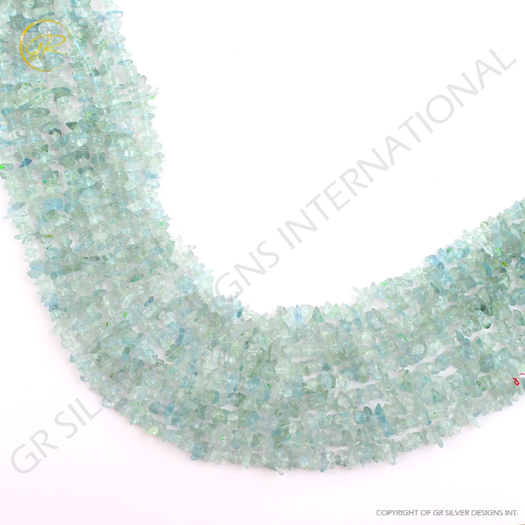 Natural Aquamarine Mix Size Uncut Gemstone 9 Strands Beads 16"